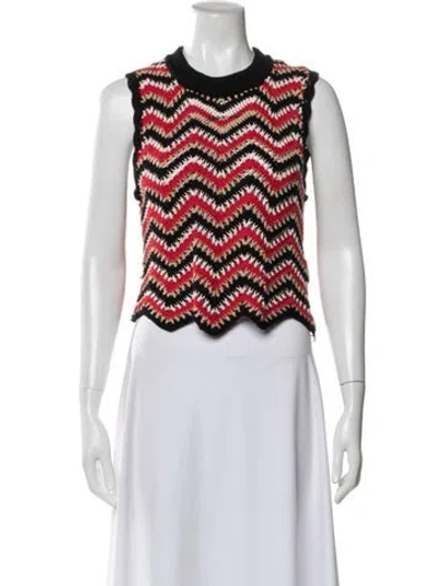 Pre-owned Ganni Patterned Crew Neck Sweater In White
