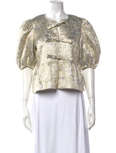 Pre-owned Ganni Patterned Crew Neck Top