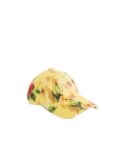 Ganni Patterned Hat In Yellow