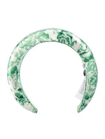 Pre-owned Ganni Patterned Headband In Green