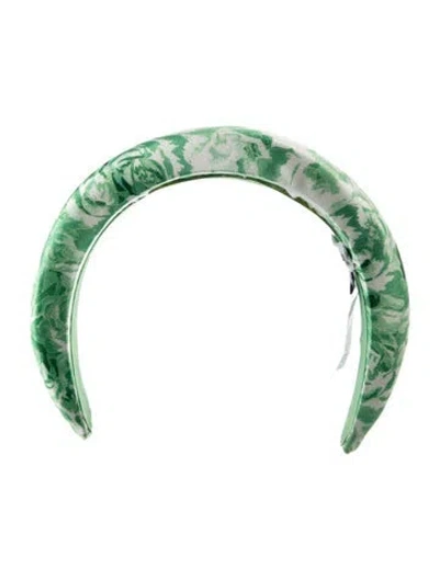 Pre-owned Ganni Patterned Headband In Green