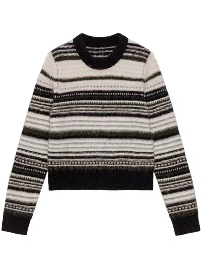 Ganni Patterned Intarsia-knit Jumper In Black
