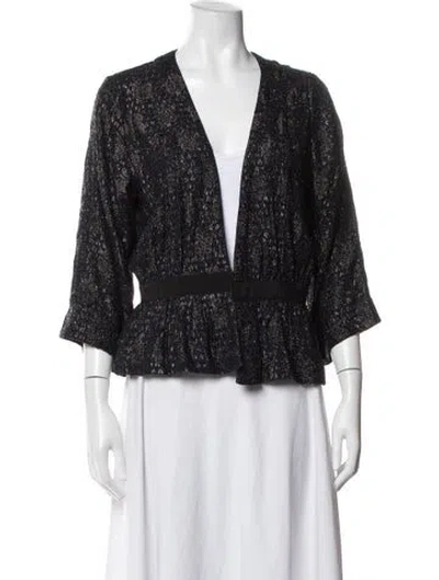 Pre-owned Ganni Patterned Jacket In Black
