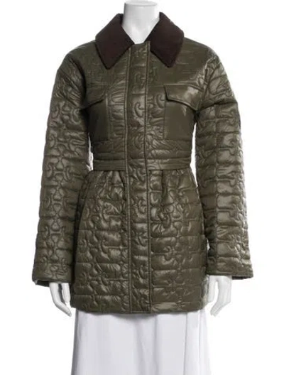 Pre-owned Ganni Patterned Jacket In Green
