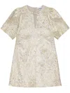 Ganni Metallic Cloque A-shaped Mini Dress In Gold Silver In Gold