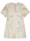 Ganni Metallic Cloque Mini Dress In Gold