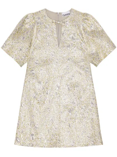 GANNI PATTERNED-JACQUARD MINI DRESS