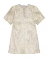 Ganni Metallic Cloque A-shaped Mini Dress In Gold Silver In Nude