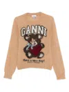 Ganni Printed Alpaca Wool Blend Sweater In Neutral