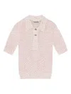 Ganni Checkered Pattern Ribbed Hem Short Sleeves Polo In Pink