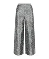 Ganni Patterned-jacquard Trousers In Gray