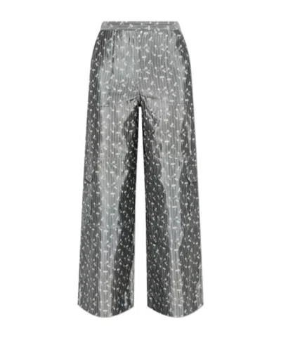 Ganni Patterned-jacquard Trousers In Gray