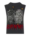 Ganni Logo Intarsia Wool-blend Sweater Vest In Grey