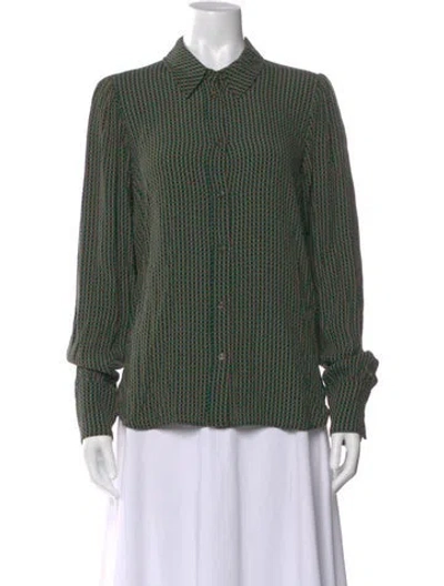 Pre-owned Ganni Patterned Long Sleeve Blouse In Multi