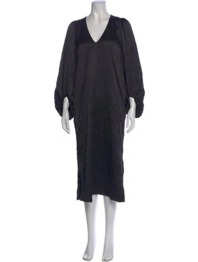 Pre-owned Ganni Patterned Midi Length Dress In Black
