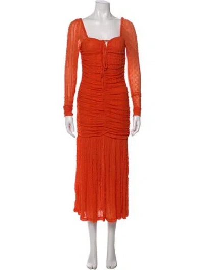 Pre-owned Ganni Patterned Midi Length Dress In Orange