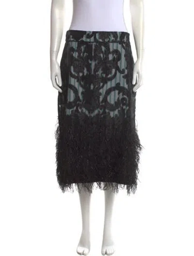 Pre-owned Ganni Patterned Midi Length Skirt In Black