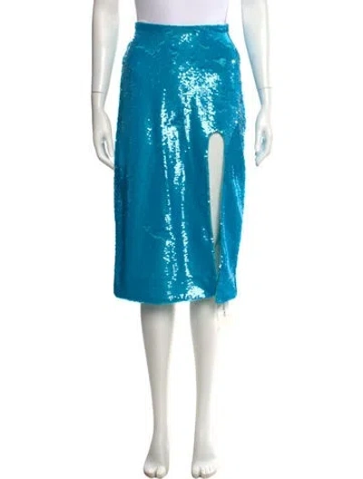 Pre-owned Ganni Patterned Midi Length Skirt W/ Tags In Blue
