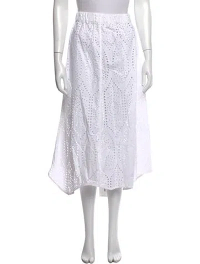 Pre-owned Ganni Patterned Midi Length Skirt In White