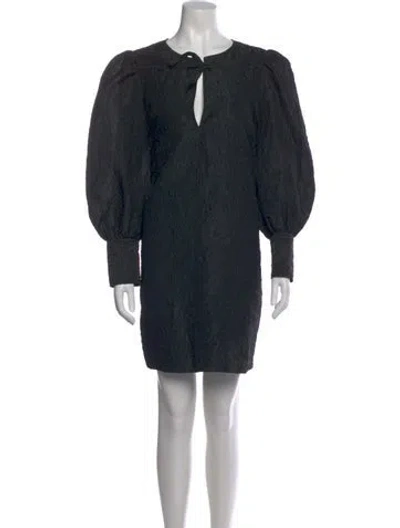 Pre-owned Ganni Patterned Mini Dress In Black