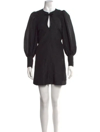 Pre-owned Ganni Patterned Mini Dress In Black