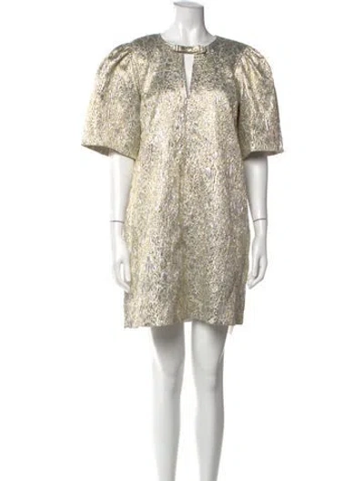 Pre-owned Ganni Patterned Mini Dress W/ Tags In Blue