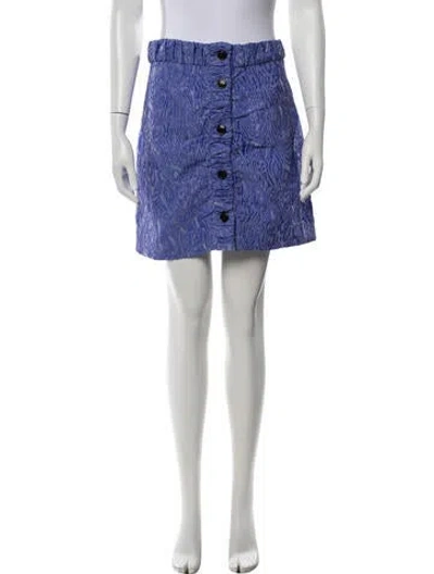 Pre-owned Ganni Patterned Mini Skirt In Blue