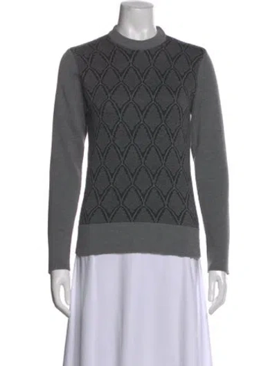 Pre-owned Ganni Patterned Mock Neck Sweater In Gray