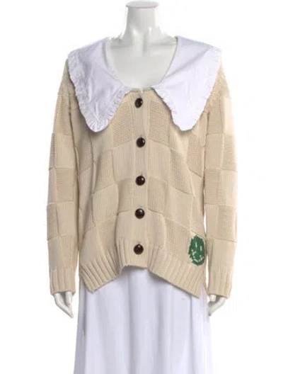 Pre-owned Ganni Patterned Open Front Sweater In Neutral