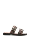 Ganni Patterned Recycled Polyester Polyurethane Flat Shoes In Brown