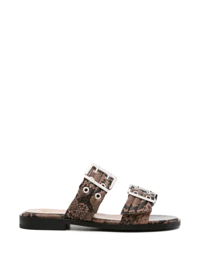 GANNI GANNI PATTERNED RECYCLED POLYESTER POLYURETHANE FLAT SHOES