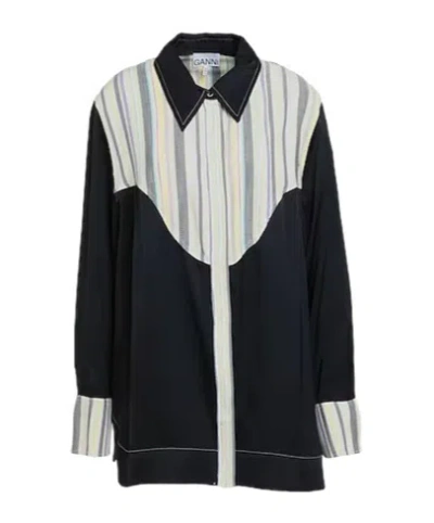 Ganni Patterned Shirts  Blouses In Black