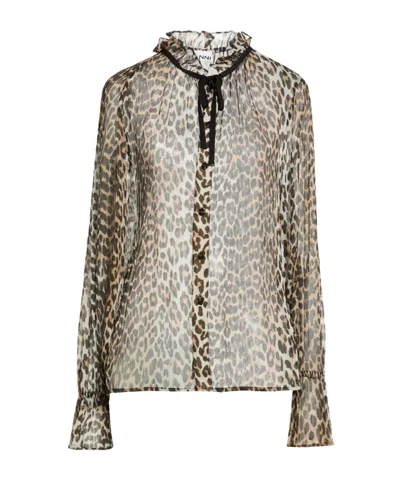 Ganni Patterned Shirts  Blouses In Brown