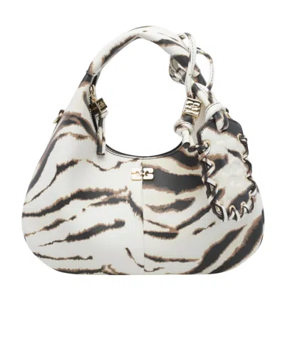 Ganni Patterned Shoulder Bag In White