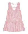 Ganni Pink Textured Cloqué Mini Dress In Pink