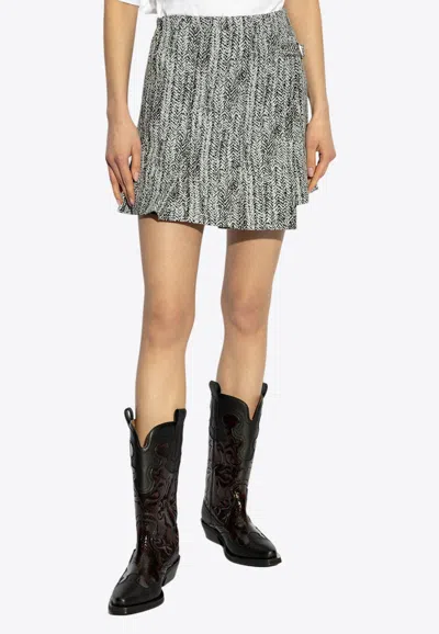 Ganni Printed Wrap Mini Skirt In Celestial