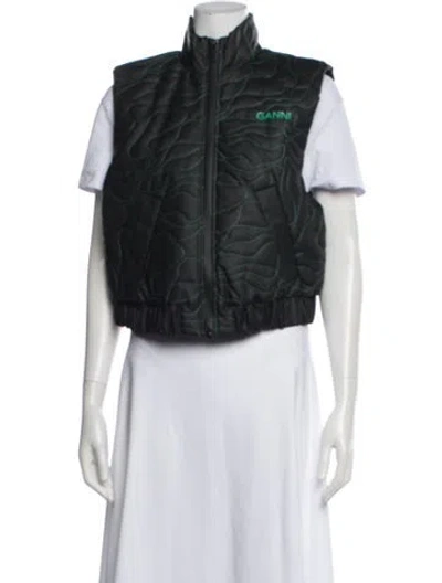 Pre-owned Ganni Patterned Vest In Black