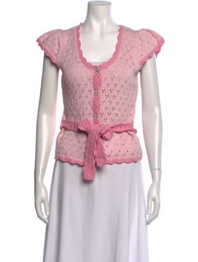 Pre-owned Ganni Patterned V-neck Sweater In Pink