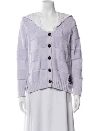 Pre-owned Ganni Patterned V-neck Sweater In Purple