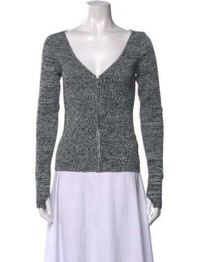 Pre-owned Ganni Patterned V-neck Top In Black