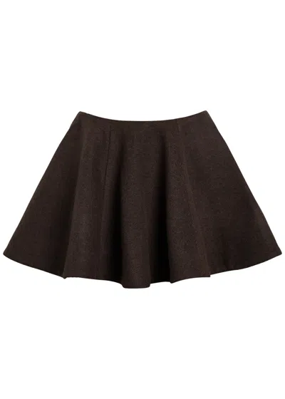 Ganni Peacoat Wool And Cashmere-blend Mini Skirt In Brown