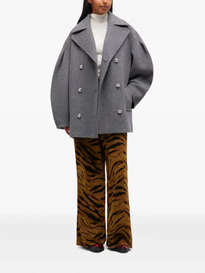 Ganni Peacoat Wool Midi Coat