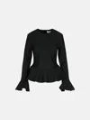 Ganni 'peplum' Black Viscose Blend Blouse In Black