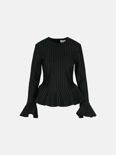 Ganni 'peplum' Black Viscose Blend Blouse