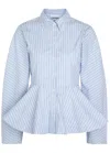 Ganni Stripe Peplum Shirt In Lavender Lustre In Blue