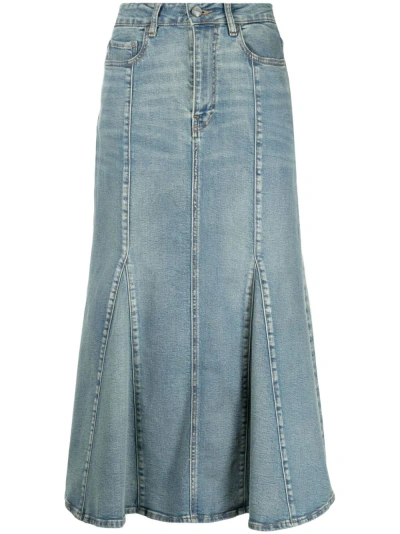 GANNI PEPLUM DENIM SKIRT WOMAN BLUE IN COTTON