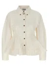 Ganni Peplum Shirt And Blouse White In White