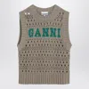 Ganni Perforated Vest With Logo Inlay