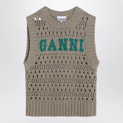 GANNI GANNI PERFORATED VEST WITH LOGO INLAY