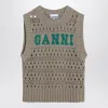Ganni Perforated Vest With Logo Inlay